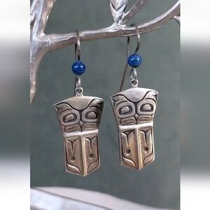 Vintage Haida 925 Sterling Earrings Signed Atill 1988 – NW Coast Totem Design